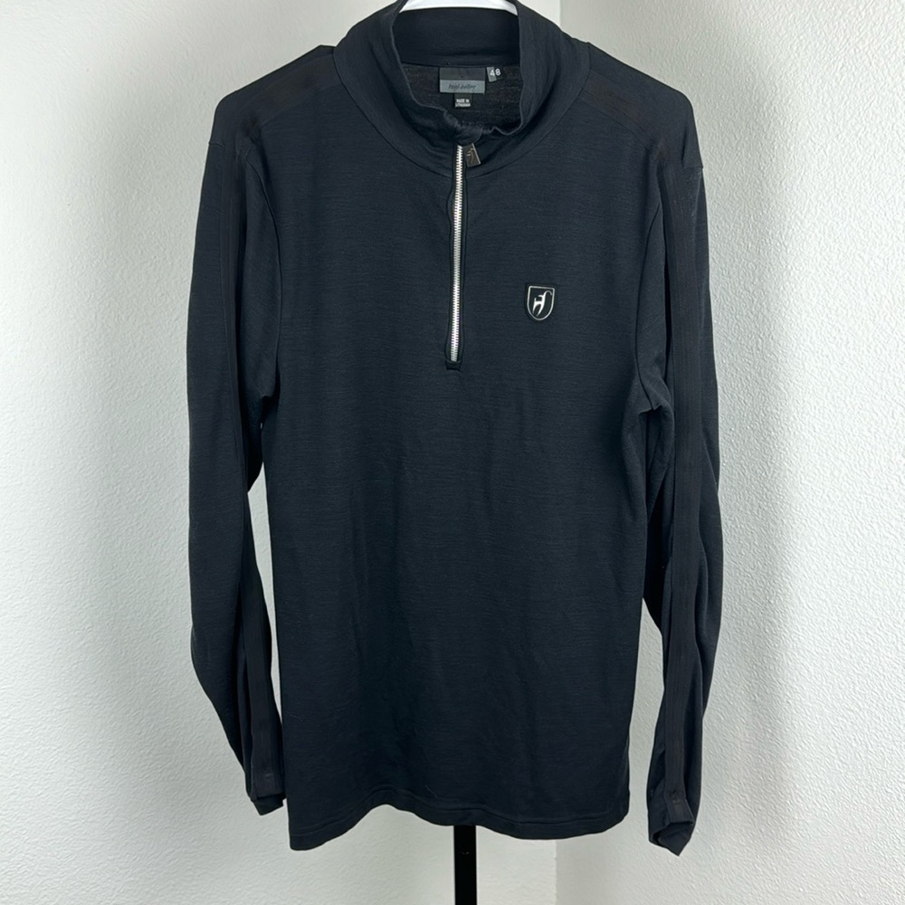 Flawed Toni Sailer Ski Brand Black Half Zip Long Sleeve, Sz 48